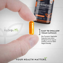 Load image into Gallery viewer, Organic Turmeric 1440mg (High Strength) with Black Pepper & Ginger - 180 Vegan Turmeric Capsules (3 Month Supply) – Organic Turmeric with Active Ingredient Curcumin - Made in The UK by Nutravita