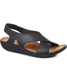 Load image into Gallery viewer, Ladies sandals in Wider D/E fit from Pavers these Womens sandals feature comfort ideal for casual wear | MUYA33021 | 319 963 - Black Size 7 UK