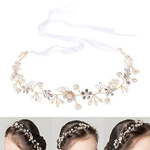 Load image into Gallery viewer, Crystal Pearl Bridal Headband Flower Hair Vine festival Wedding Hair Accessories Gold Headpiece Hair Bands Tiara Hair Accessories for Women Girls Bridesmaid Bohemian hair bands