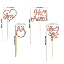 Load image into Gallery viewer, Gyufise 24Pcs Rose Gold He Asked She Said Yes Cupcake Toppers Diamond Ring Heart Cake Picks for Wedding Engagement Party Cake Decorations