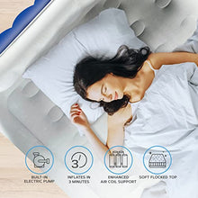 Load image into Gallery viewer, Get Fit Air Bed With Built In Electric Pump - Premium King Airbed - Quick Blow Up Bed With Headboard, 2 Free Inflatable Pillows - Elevated Inflatable Air Mattress For Outdoor, Camping - Navy/White