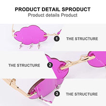 Load image into Gallery viewer, VALICLUD Cloud Sunglasses Rimless Vintage Sunglasses Funny Irregular Disco Glasses Lightning Tassel for Women Men Tinted Eyewear Violet