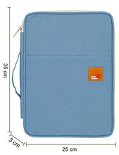 Load image into Gallery viewer, A4 Size Travel Document Case Holder Wallet File Folder Organiser Message Bag Passport Wallet for Travel Holiday Office and University (Light Blue)