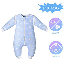 Load image into Gallery viewer, Lictin Baby Sleeping Bag 2.0TOG - Baby Sleep Sack Split Leg with Removable Sleeves Blue Sky and White Clouds Pattern for Infant Toddler from 75 to 95 cm 2.0 Tog Organic (Light Blue)