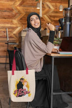 Load image into Gallery viewer, I Burn For You Tote Bag Cotton Shopper Period Drama TV Show Novel Book London Daphne Simon Love Couple Wedding Married Diamond Season Quote Gift Present (Red Handle)