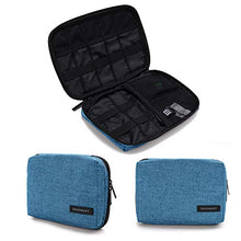 Load image into Gallery viewer, BAGSMART Small Travel Electronics Cable Organiser Bag for Hard Drives, Cables, USB Cable, SD Card (Lake Blue)