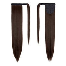 Load image into Gallery viewer, ZAIQUN Long Straight Ponytail Extension 28 inch Wrap Around Ponytail Synthetic Hair Extensions Clip in Ponytail Hairpiece for Women(28'', Medium Brown)