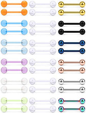 Load image into Gallery viewer, Zolure 14G 16mm Glow in The Dark Flexible Acrylic Straight Tongue Nipple Ring Retainer Piercing