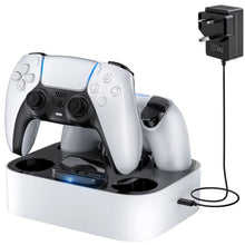 Load image into Gallery viewer, NEWDERY PS5 Controller Charging Station, Fast Charger Dock For PlayStation 5 DualSense Controllers with LED Light Indicators, Fast Charging / Tri-protection / Dual Chargers