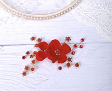 Load image into Gallery viewer, Sither Red Hair Clip for Bridal Floral Hair Comb for Women Wedding Hair Accessories for Bride Hair Clip Headpiece for Wedding Party Prom Gift