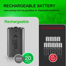 Load image into Gallery viewer, Rechargeable Battery Pack for Xbox One/S/X/Elite/Xbox Series X|S Controller, 4x1500 mAh Xbox Controller Battery Pack and Charger - Xbox Controller Charging Dock and Ni-MH Rechargeable Batteries