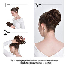 Load image into Gallery viewer, FESHFEN Messy Bun Hair Piece Hair Bun Scrunchies Synthetic Wavy Curly Chignon Ponytail Hair Extensions Thick Updo Hairpieces for Women Girls Kids 1PCS, Brown & Blonde