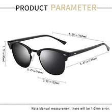 Load image into Gallery viewer, KANASTAL 2 Pairs Semi Rimless Polarized Sunglasses for Mens Womens, Designer Fashion Black Sunglasses Women Horn rimmed Sunglasses UV Protection-Black Lens