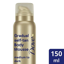 Load image into Gallery viewer, Dove DermaSpa Summer Revived Skin Gradual Fake Tan Body Mousse, Streak Free, For Medium to Dark, For Men And Women, 48h moisturisation, Holiday Essentials, Natural look Tan 150ml