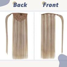 Load image into Gallery viewer, LaaVoo Blonde Highlight Ponytail Human Hair Extensions 14inch Remy Hair Extensions Highlighted Blonde Pony Tail Extensions Blonde Real Hair Ponytail Hair Extension Blonde 100% Remy Human Hair 70g