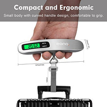 Load image into Gallery viewer, Amazon Brand - Eono Luggage Scale, Travel Digital Weight Scales, Portable Hanging Scale For Suitcases, Bags with 50KG / 110lb Capacity, Backlit LCD Display, Strong Straps, Tare Function,Grey
