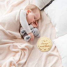 Load image into Gallery viewer, Baby Monthly Wooden Cards, 26 design 13 Pieces Newborn Milestone Baby Gift Sets Monthly Milestone Cards Baby First Year Growth Photo Picture Commemoration Props, Double Sided