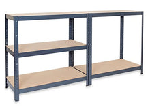 Load image into Gallery viewer, Pack of 3 Extra Deep STORALEX® Garage Shelving Racking Units – UK’s Bestselling Garage Storage Shelves - 600mm Deep Version - 200kg Per Shelf (Evenly Distributed) - 5 Tier Shelf Unit - Metal & MDF Boltless Assembly System