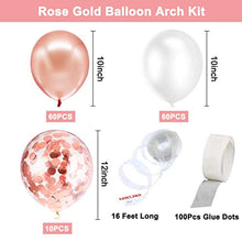 Load image into Gallery viewer, Balloon Arch Garland Kit, 132pcs Rose Gold Birthday Party Decoration, 10pcs Confetti Balloon 120pcs Latex Balloon and Tying Tool, Decoration Balloons for Birthday Wedding Graduation (Rose Gold)