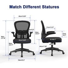 Load image into Gallery viewer, Office Chair - Ergonomic Desk Chair with Flip-up Armrest, Lumbar Support Height Tilting Adjustment, High-density Seat Cushion, YONISEE Mesh Back Rocking Computer Chair Conference Executive Task Chair