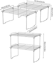Load image into Gallery viewer, HapiRm Kitchen Cupboard Organiser Shelf Organiser Kitchen Storage, Stackable Plate Organiser for Kitchen Cupboard, Kitchen Storage Rack for Countertops, Pantry, Food and Utensils, Steel 2 Pack