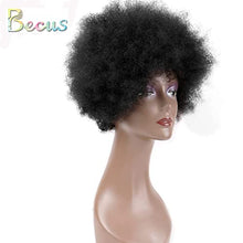 Load image into Gallery viewer, Becus Short Afro Wigs For Black Women Brazilian Human Hair Kinky Curly Wig Afro Puff Wigs For Black Women Natural Black (8 Inches Fluffy Tight Curls)