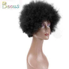 Load image into Gallery viewer, Becus Short Afro Wigs For Black Women Brazilian Human Hair Kinky Curly Wig Afro Puff Wigs For Black Women Natural Black (8 Inches Fluffy Tight Curls)