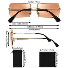 Load image into Gallery viewer, URATOT 4 Pack Rimless Rectangle Sunglasses Retro Eyewear Vintage Rimless Sunglasses Transparent Metal Frame Eyewear Trendy for Women Men