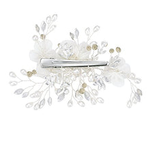 Load image into Gallery viewer, HONEY BEAR Bridal Jewellery Flower Hair Combs Clip for Womens Wedding Accessories,Simulated Pearl and Rhinestones (Silver)