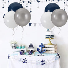 Load image into Gallery viewer, 18-Inch Large Balloons Big Ballons - Navy Blue White Silver Latex Giant Round Helium Balloon Graduation Wedding Bridal Decorations Birthday Party Boy Baby Shower Decor 15pcs Lasting Surprise