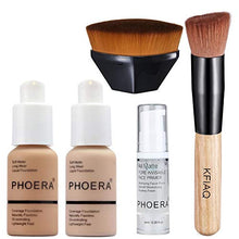 Load image into Gallery viewer, PHOERA 30ml Foundation Liquid Full Coverage 24HR Matte Oil Control Concealer (Nude & Buff Beige) with Makeup Face Primer & Wooden Handle Foundation Brush & Petal-Shaped Cosmetics Brush
