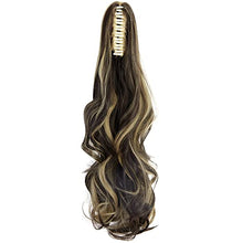 Load image into Gallery viewer, FXTYK Claw Ponytail Hair Extension Long Short Pony Tails Extensions Clip in on Ponytail Jaw/Claw Synthetic Straight Curly Hairpieces-Dark Brown Mix Ash Blonde-18inch