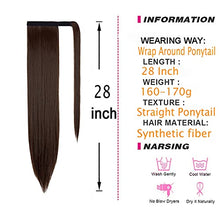 Load image into Gallery viewer, ZAIQUN Long Straight Ponytail Extension 28 inch Wrap Around Ponytail Synthetic Hair Extensions Clip in Ponytail Hairpiece for Women(28'', Medium Brown)