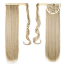 Load image into Gallery viewer, Silk-co Ponytail Hair Extension One Piece Clip in on Pony Tail Synthetic Straight Hairpieces 23inch Blond&Bleach Blond