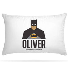 Load image into Gallery viewer, Personalised Pillow Case 15 Different Superhero Any Name Print Gift for Kids Bedroom Decoration Boys and Girls (Batman)