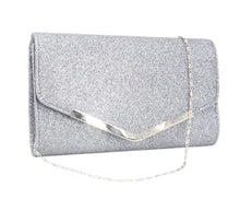 Load image into Gallery viewer, Alifyt Women Glitter Envelope Clutch Bag Wedding Evening Handbag Chain Shoulder Bag (Silver)