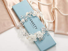 Load image into Gallery viewer, SWEETV Ivory Flower Wedding Headband-Silver Headpiece Hair Vine for Brides, Bridesmaid Birdal Hair Accessories