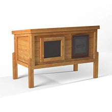 Load image into Gallery viewer, The Hutch Company Self Heating Outdoor Cat House Kennel with One Way Privacy Window Fully Assembled