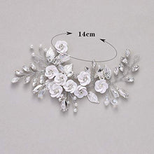 Load image into Gallery viewer, Unicra Flower Bride Wedding Hair Vine Silver Crystal Bridal Headband Leaf Headpiece Hair Accessories for Bridesmaid and Women