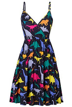 Load image into Gallery viewer, Women Sleeveless Beach Dress Summer Cross V Neck Adjustable Spaghetti Straps Bohemia Floral Flared Swing Dress Beach Sundress with Pockets M