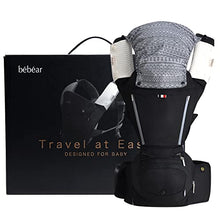 Load image into Gallery viewer, Bebamour Baby Carrier Newborn to Toddler, 6 in 1 Baby Carrier for 0-36 Months, 100% Cotton, Foldable Baby Hipseat Attached 3pcs Baby Drool Bibs (Black)