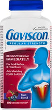 Load image into Gallery viewer, Gaviscon Regular Strength Antacid Chewable Tablets for Long-Lasting Acid Reflux and Heartburn Relief, Soothing Fruit Blend, 100 Count