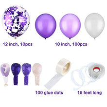 Load image into Gallery viewer, Tatuo 112 Pieces Balloon Garland Kit Balloon Arch Garland for Wedding Birthday Party Decorations (White Purple)