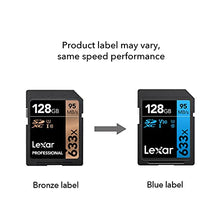 Load image into Gallery viewer, Lexar Professional 633x 128GB SDXC UHS-I Card, Up To 95MB/s Read, for Mid-Range DSLR, HD Camcorder, 3D Cameras, LSD128GCB1EU633 (Product Label May Vary)