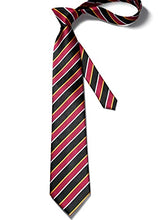 Load image into Gallery viewer, HISDERN Men's Tie Striped Ties Wedding Tie Red & Black Silk Necktie Pocket Square Set