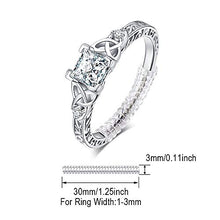 Load image into Gallery viewer, JewelryPalace Vintage Celtic Knot Engagement Rings for Women, White Gold Plated 925 Sterling Silver Cubic Zirconia Promise Rings, Anniversary Princess Cut Solitaire Simulated Diamond Ring Jewellery