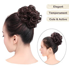 Load image into Gallery viewer, Hair Bun, Messy Hair Scrunchies Updo Ponytail Hair Extensions Donut Chignons Wavy Curly Hair Pieces for Women Girls (Dark black)