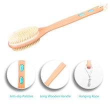 Load image into Gallery viewer, Back Scrubber for Shower with Long Wooden Handle,Body Brush for Exfoliating Skin with Soft and Stiff Bristles,Shower Brush Bath Brush Body Scrubber for Wet or Dry Brushing