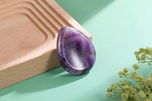 Load image into Gallery viewer, CrystalTears Natural Amethyst Carved Thumb Worry Stone Healing Crystal Pocket Palm Stone 1PC
