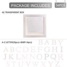 Load image into Gallery viewer, Baby Shower Decoration Balloon Boxes – 4Pcs DIY White Transparent Boxes with 30 Letters BABY + A-Z for Boys Girls Baby Shower,DIY Name Combination,Gender Reveal Backdrop Birthday Party Supplies